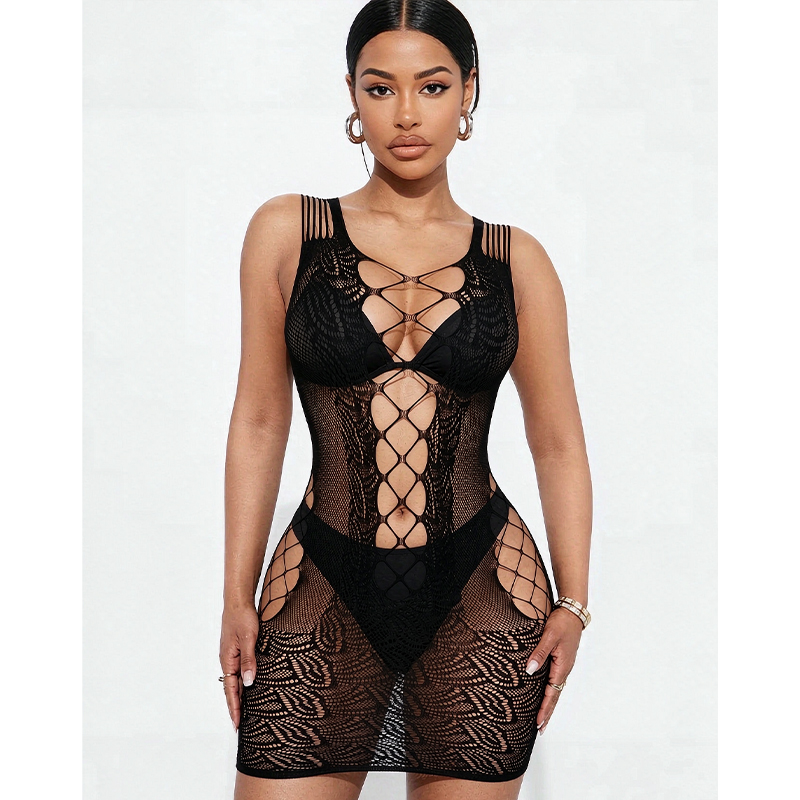 Sexy Mesh Sheer Bodycon Dress - Intimo sexy da notte, abito aderente