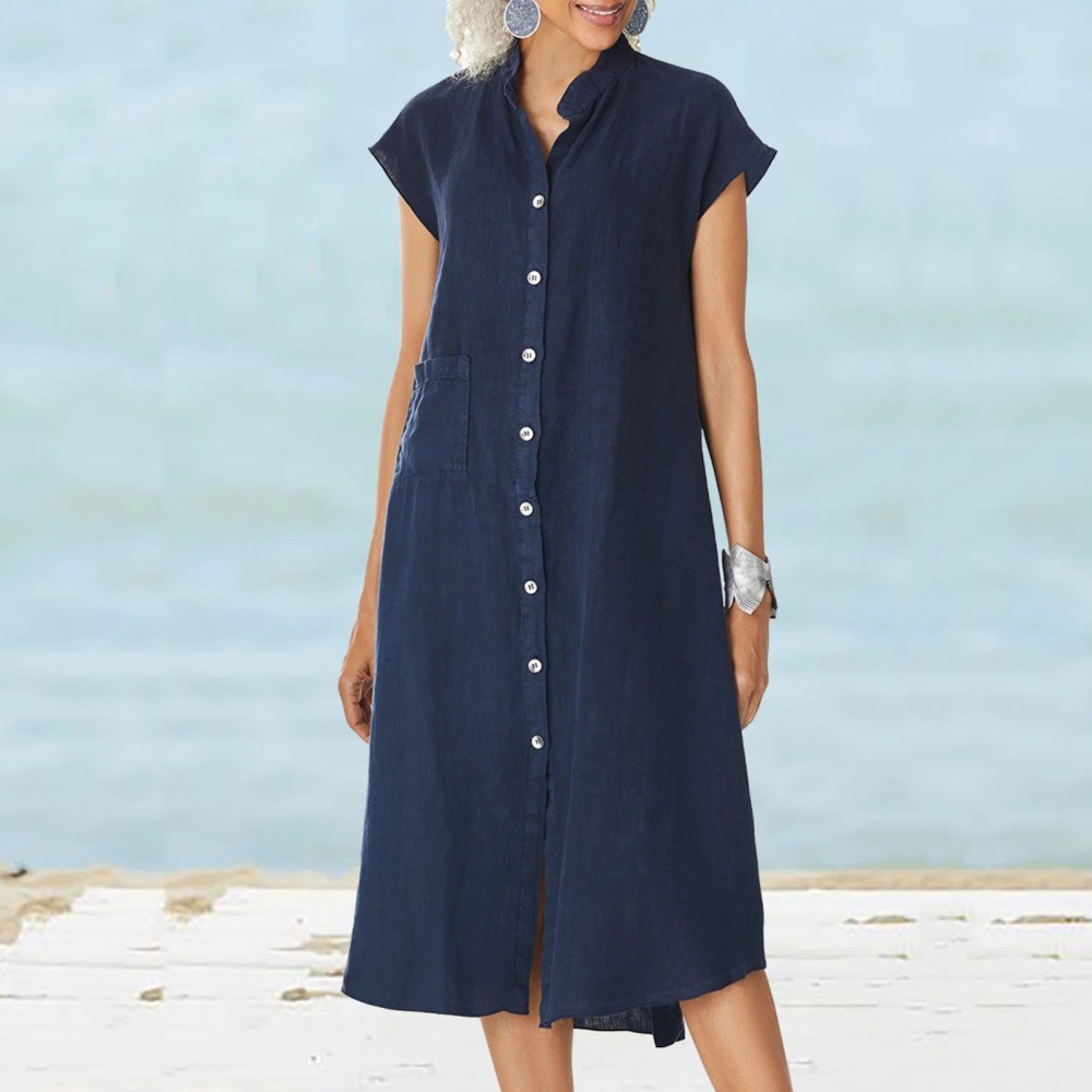 Abito Camicia Nero Casual da D - Casual Loose Linen Shirt Dress recensione e prezzo