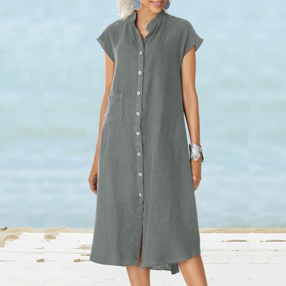 Abito Camicia Nero Casual da D - Casual Loose Linen Shirt Dress recensione e prezzo