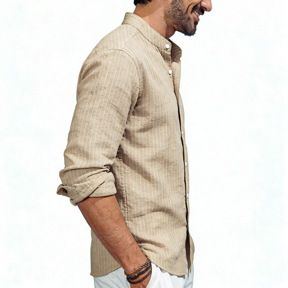 Camicia da uomo in lino con co - Casual Loose Linen Shirt Dress recensione e prezzo
