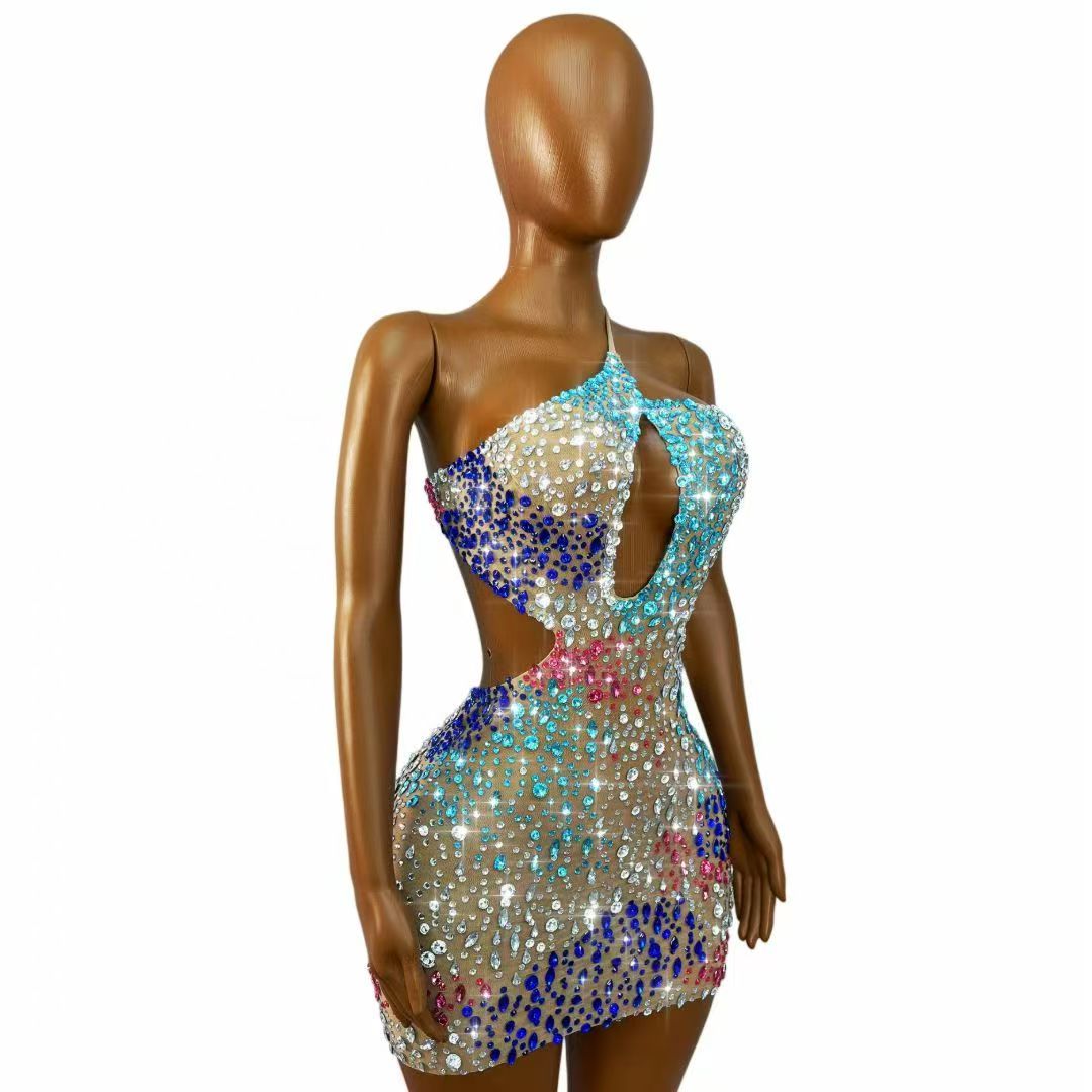 Abito Mini Bodycon da Donna co - Sparkly Rhinestone Club Party Dress recensione e prezzo