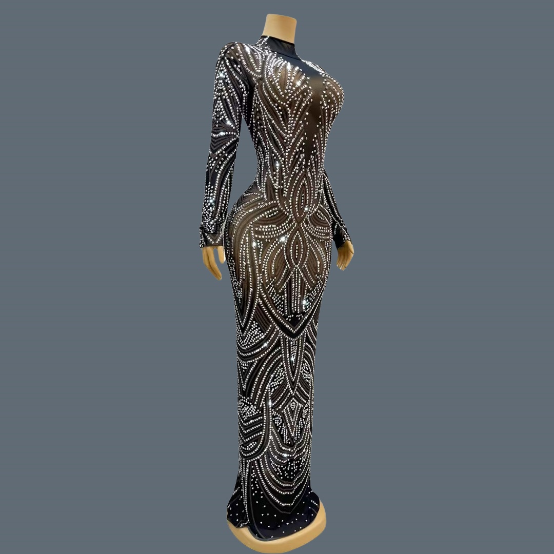Abito da sera nero, nuovo mode - Sparkly Rhinestone Club Party Dress recensione e prezzo